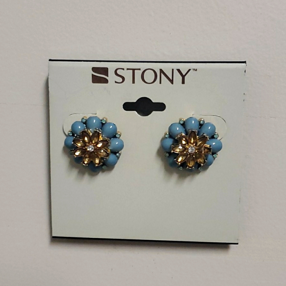 Blue flower earrings